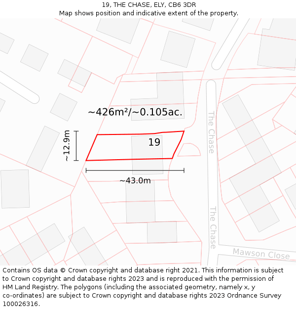 19, THE CHASE, ELY, CB6 3DR: Plot and title map