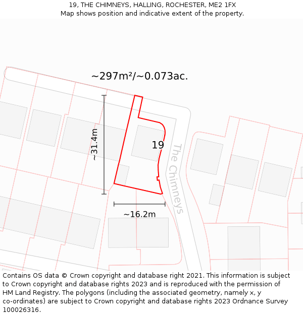19, THE CHIMNEYS, HALLING, ROCHESTER, ME2 1FX: Plot and title map