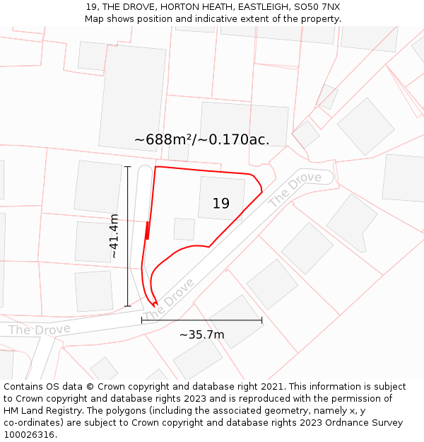 19, THE DROVE, HORTON HEATH, EASTLEIGH, SO50 7NX: Plot and title map