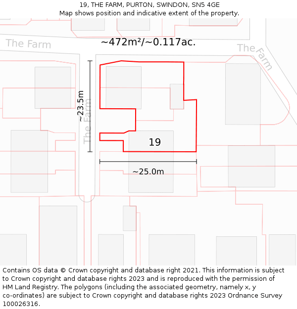 19, THE FARM, PURTON, SWINDON, SN5 4GE: Plot and title map