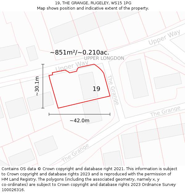 19, THE GRANGE, RUGELEY, WS15 1PG: Plot and title map
