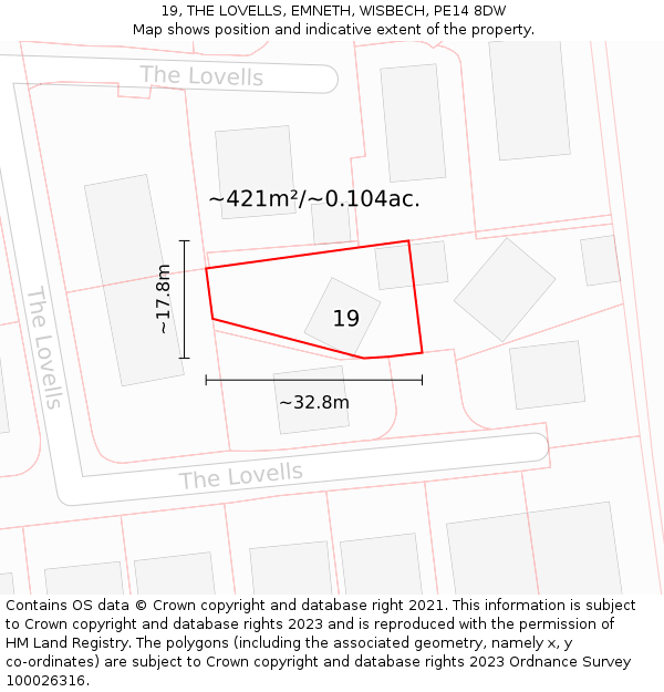 19, THE LOVELLS, EMNETH, WISBECH, PE14 8DW: Plot and title map