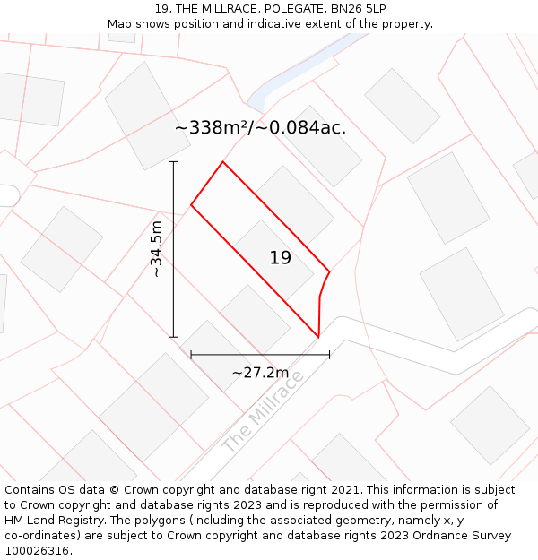 19, THE MILLRACE, POLEGATE, BN26 5LP: Plot and title map