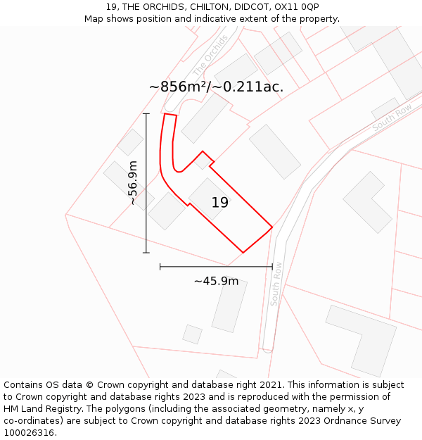 19, THE ORCHIDS, CHILTON, DIDCOT, OX11 0QP: Plot and title map