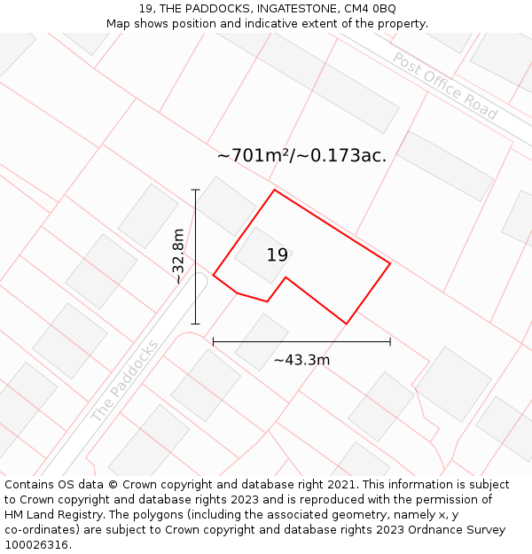 19, THE PADDOCKS, INGATESTONE, CM4 0BQ: Plot and title map
