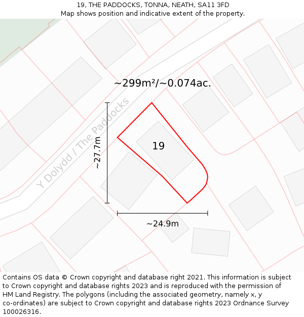 19, THE PADDOCKS, TONNA, NEATH, SA11 3FD: Plot and title map