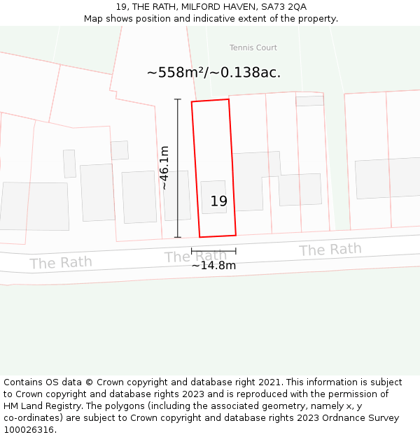 19, THE RATH, MILFORD HAVEN, SA73 2QA: Plot and title map