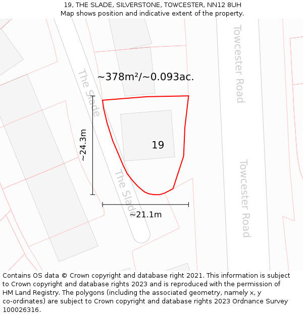 19, THE SLADE, SILVERSTONE, TOWCESTER, NN12 8UH: Plot and title map