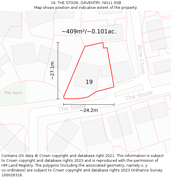 19, THE STOOK, DAVENTRY, NN11 0SB: Plot and title map
