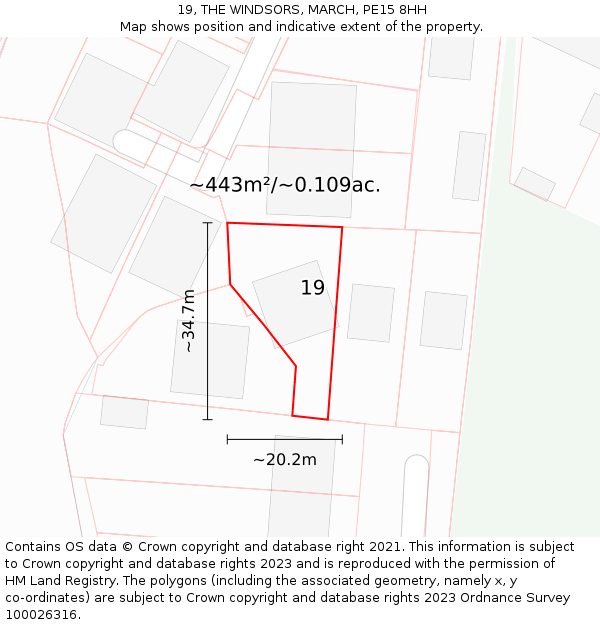 19, THE WINDSORS, MARCH, PE15 8HH: Plot and title map