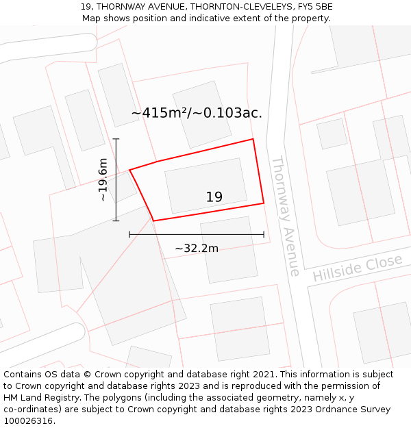 19, THORNWAY AVENUE, THORNTON-CLEVELEYS, FY5 5BE: Plot and title map