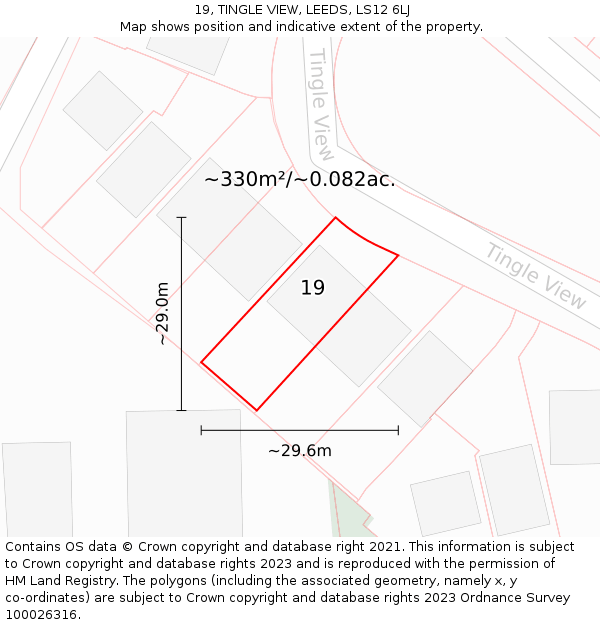 19, TINGLE VIEW, LEEDS, LS12 6LJ: Plot and title map