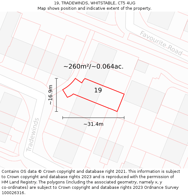 19, TRADEWINDS, WHITSTABLE, CT5 4UG: Plot and title map