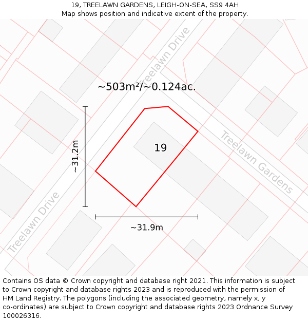 19, TREELAWN GARDENS, LEIGH-ON-SEA, SS9 4AH: Plot and title map