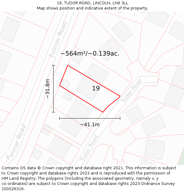 19, TUDOR ROAD, LINCOLN, LN6 3LL: Plot and title map