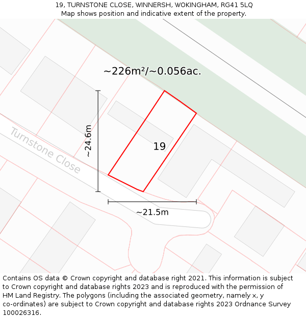 19, TURNSTONE CLOSE, WINNERSH, WOKINGHAM, RG41 5LQ: Plot and title map