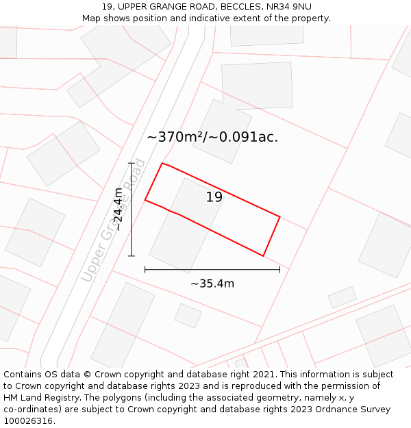 19, UPPER GRANGE ROAD, BECCLES, NR34 9NU: Plot and title map