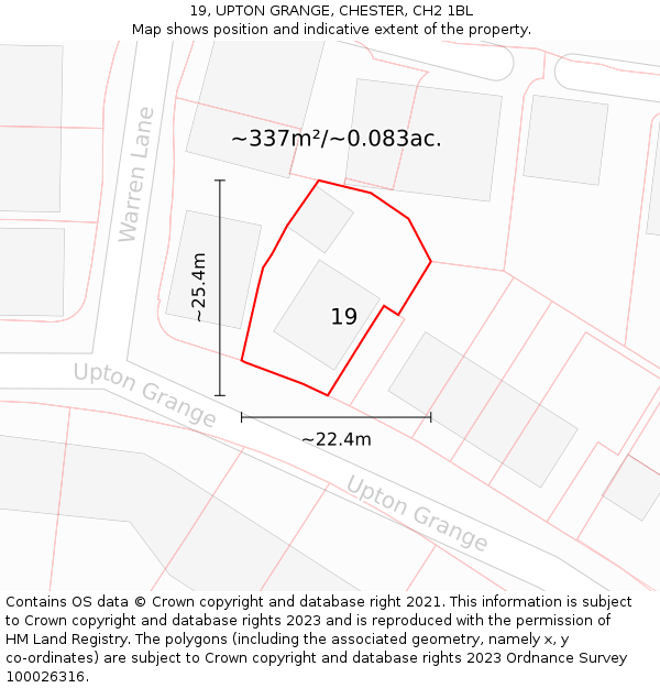 19, UPTON GRANGE, CHESTER, CH2 1BL: Plot and title map
