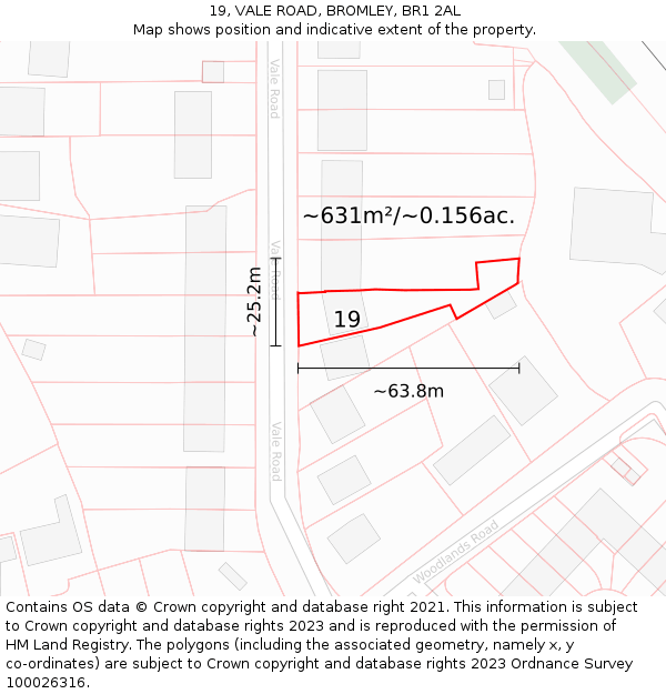 19, VALE ROAD, BROMLEY, BR1 2AL: Plot and title map