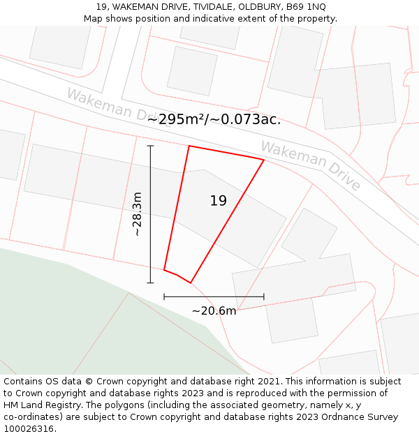 19, WAKEMAN DRIVE, TIVIDALE, OLDBURY, B69 1NQ: Plot and title map