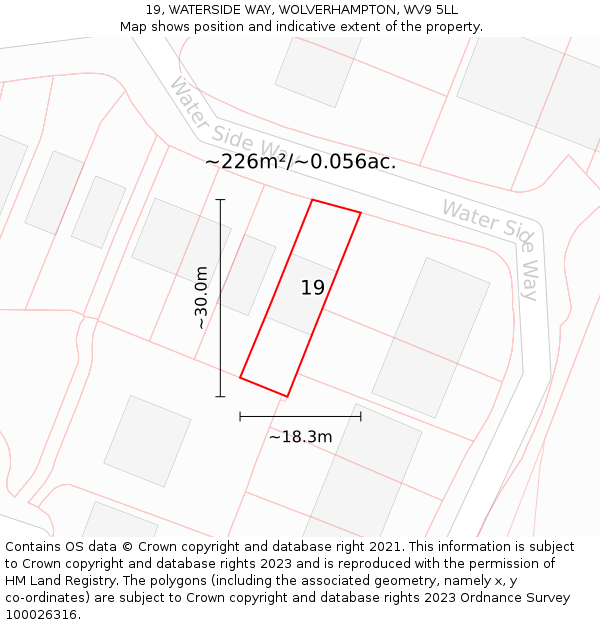 19, WATERSIDE WAY, WOLVERHAMPTON, WV9 5LL: Plot and title map