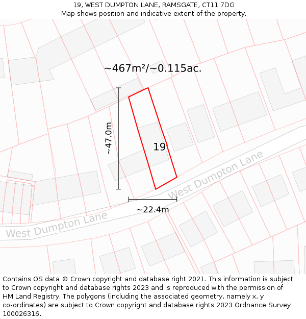 19, WEST DUMPTON LANE, RAMSGATE, CT11 7DG: Plot and title map