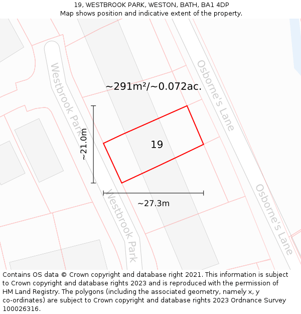 19, WESTBROOK PARK, WESTON, BATH, BA1 4DP: Plot and title map