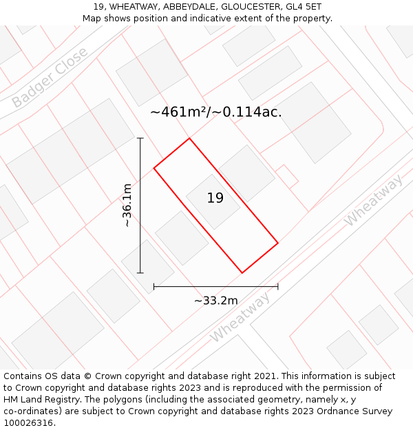 19, WHEATWAY, ABBEYDALE, GLOUCESTER, GL4 5ET: Plot and title map