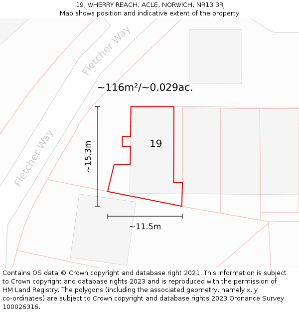 19, WHERRY REACH, ACLE, NORWICH, NR13 3RJ: Plot and title map