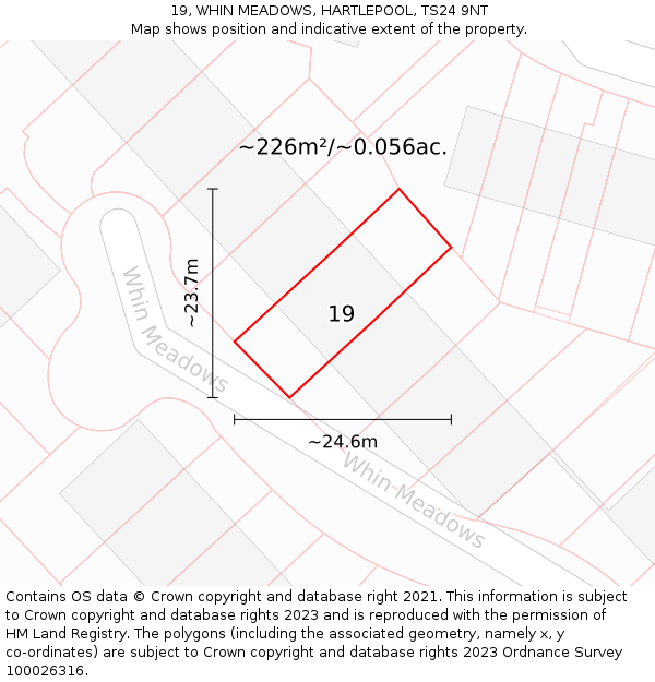 19, WHIN MEADOWS, HARTLEPOOL, TS24 9NT: Plot and title map