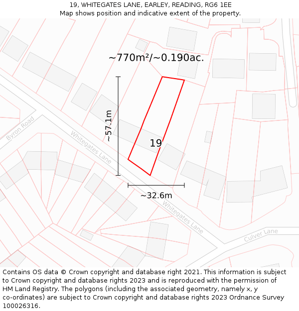 19, WHITEGATES LANE, EARLEY, READING, RG6 1EE: Plot and title map