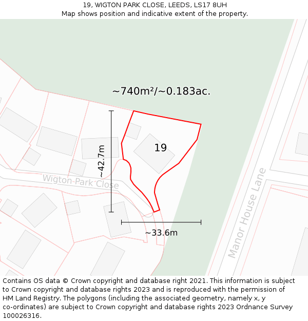19, WIGTON PARK CLOSE, LEEDS, LS17 8UH: Plot and title map