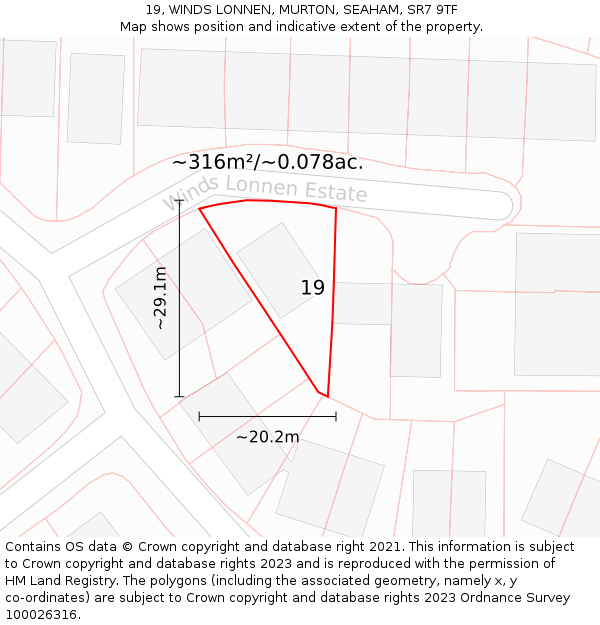 19, WINDS LONNEN, MURTON, SEAHAM, SR7 9TF: Plot and title map