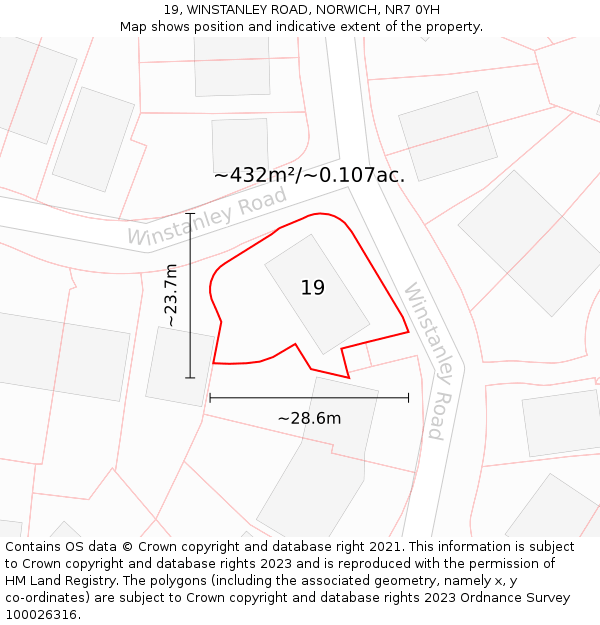 19, WINSTANLEY ROAD, NORWICH, NR7 0YH: Plot and title map