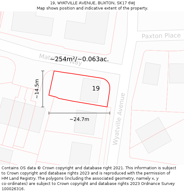 19, WYATVILLE AVENUE, BUXTON, SK17 6WJ: Plot and title map