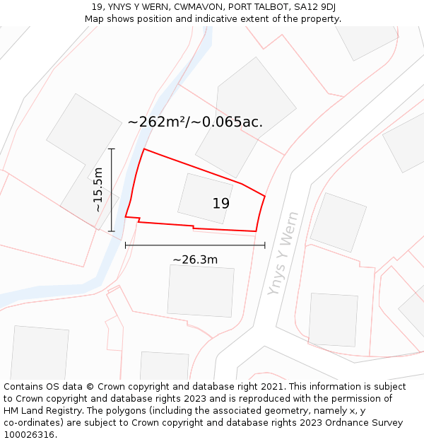 19, YNYS Y WERN, CWMAVON, PORT TALBOT, SA12 9DJ: Plot and title map