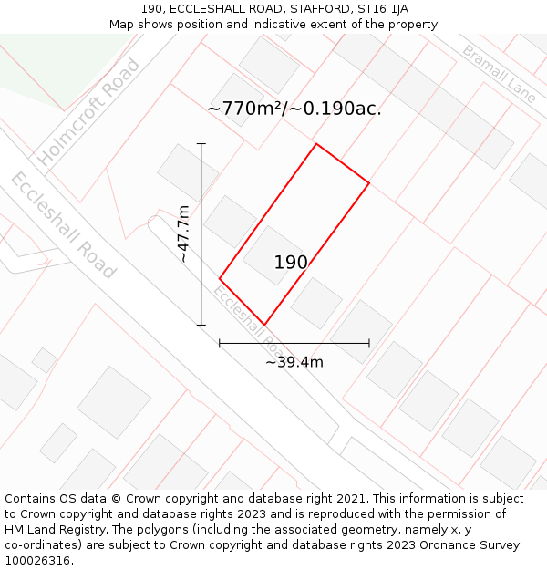 190, ECCLESHALL ROAD, STAFFORD, ST16 1JA: Plot and title map