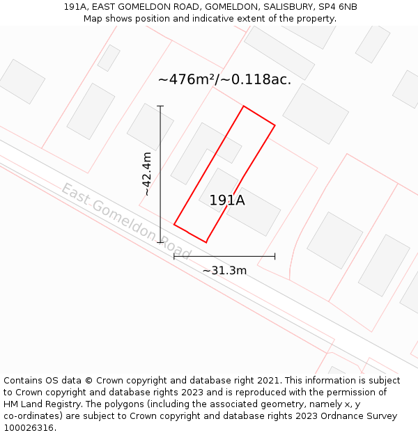 191A, EAST GOMELDON ROAD, GOMELDON, SALISBURY, SP4 6NB: Plot and title map