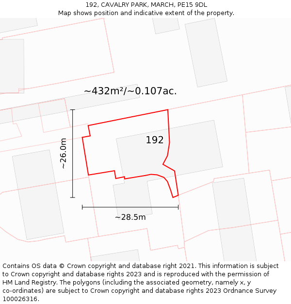192, CAVALRY PARK, MARCH, PE15 9DL: Plot and title map