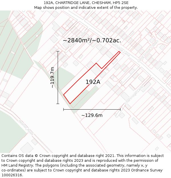 192A, CHARTRIDGE LANE, CHESHAM, HP5 2SE: Plot and title map