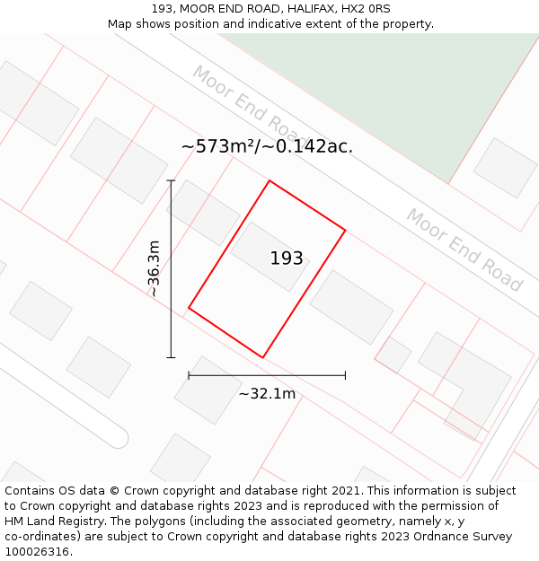 193, MOOR END ROAD, HALIFAX, HX2 0RS: Plot and title map