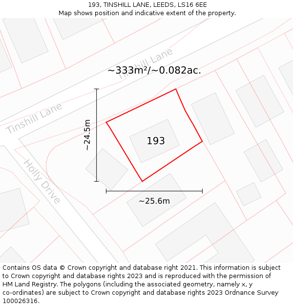 193, TINSHILL LANE, LEEDS, LS16 6EE: Plot and title map