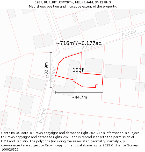 193F, PURLPIT, ATWORTH, MELKSHAM, SN12 8HG: Plot and title map