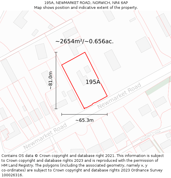 195A, NEWMARKET ROAD, NORWICH, NR4 6AP: Plot and title map