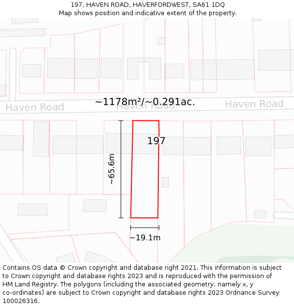 197, HAVEN ROAD, HAVERFORDWEST, SA61 1DQ: Plot and title map