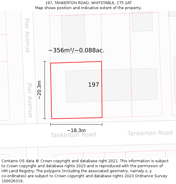 197, TANKERTON ROAD, WHITSTABLE, CT5 2AT: Plot and title map