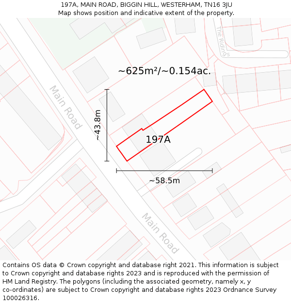 197A, MAIN ROAD, BIGGIN HILL, WESTERHAM, TN16 3JU: Plot and title map