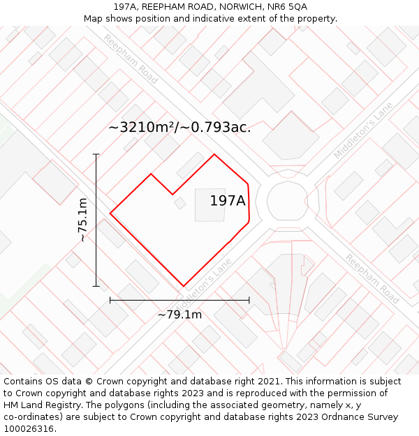 197A, REEPHAM ROAD, NORWICH, NR6 5QA: Plot and title map