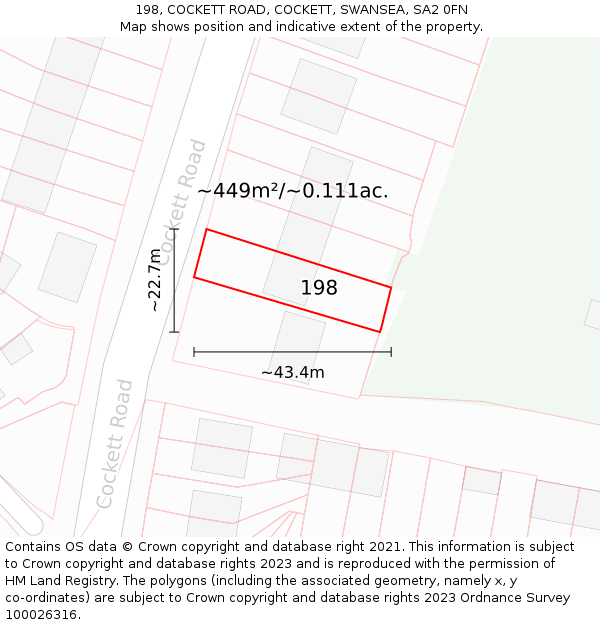 198, COCKETT ROAD, COCKETT, SWANSEA, SA2 0FN: Plot and title map