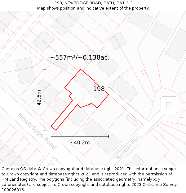 198, NEWBRIDGE ROAD, BATH, BA1 3LF: Plot and title map